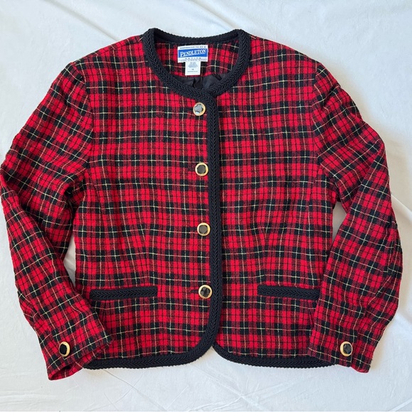 Vintage Pendleton Women's Red Plaid Jacket - Picture 1 of 5